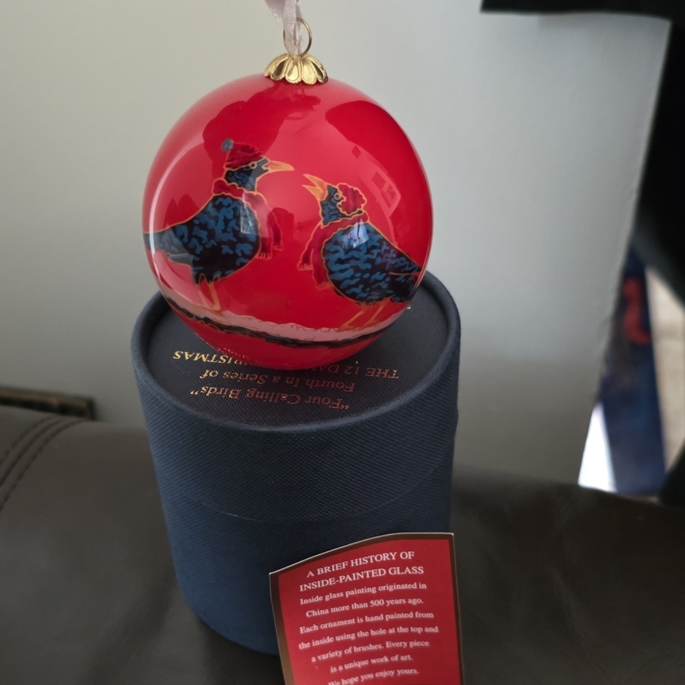 Dillard's Four Calling Birds Glass Bauble‎ 2010 Artist Christmas Ornament